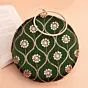Woman Olive Green Sequins Pattern Embroidery Clutch