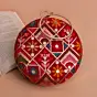 Woman Red Based Multicolored Thread And Sequins Embroidery Clutch