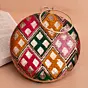Woman Mutlicolored Threadwork And Sequins Embroidery Clutch
