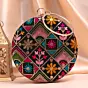 Woman Black Based Multicolored Thread And Sequins Embroidery Clutch