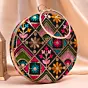 Woman Black Based Multicolored Thread And Sequins Embroidery Clutch