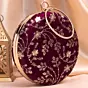 Woman Wine Based Sequins Embroidery Clutch