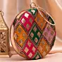 Woman Mutlicolored Threadwork And Sequins Embroidery Clutch