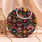 Woman Black Based Multicolored Thread And Sequins Embroidery Clutch