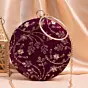 Woman Wine Based Sequins Embroidery Clutch