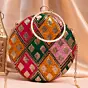 Woman Mutlicolored Threadwork And Sequins Embroidery Clutch