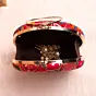 Woman Red Based Multicolored Thread And Sequins Embroidery Clutch