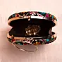 Woman Black Based Multicolored Thread And Sequins Embroidery Clutch