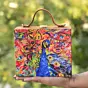 Women Peacock Printed Suitcase Style Clutch