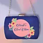 Women Mother's Day Flower Blue Printed Clutch