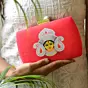 Women Red Durga Face Printed Clutch