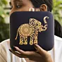 Women Black Mandala Elephant Printed Clutch Bag