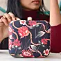 Women Black Floral Printed Clutch