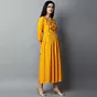 Women Embroidered Viscose Rayon A-line Indian Kurta  (Yellow)