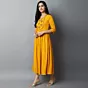 Women Embroidered Viscose Rayon A-line Indian Kurta  (Yellow)