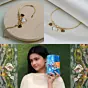 Women Love & Divinity Set: Radha Krishna Clutch & Hearts Charms Bracelet