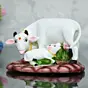 Polyresin White Cow and Calf Statue