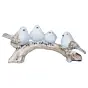 Polyresin Handcrafted 4 White Bird Statues Sitting on Tree Branch Decorative Showpiece