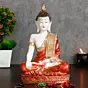 Polyresin Orange & White Meditating Lord Buddha Statue