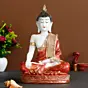 Polyresin Orange & White Meditating Lord Buddha Statue