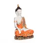 Polyresin Orange & White Meditating Lord Buddha Idol