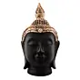 Polyresin Gold and Black Meditating Buddha Head Statue