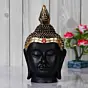 Polyresin Gold and Black Meditating Buddha Head Statue