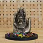 Polyresin Black and Brown Handcrafted Palm Buddha Statue with Wooden Base, Fragranced Petals and Tealight