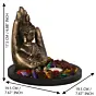Polyresin Black and Brown Handcrafted Palm Buddha Statue with Wooden Base, Fragranced Petals and Tealight