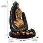 Polyresin Black and Golden Handcrafted Palm Buddha Statue with Wooden Base, Fragranced Petals and Tealight