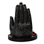 Polyresin Black and Golden Handcrafted Palm Buddha Statue with Wooden Base, Fragranced Petals and Tealight