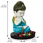 Polyresin Blue and White Praying Monk Buddha Statue with Wooden Base, Fragranced Petals and Tealight