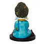 Polyresin Blue and White Praying Monk Buddha Statue with Wooden Base, Fragranced Petals and Tealight