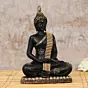 Polyresin Black and Golden Handcrafted Meditating Buddha Statue