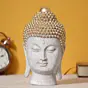 Polyresin Golden and White Meditating Buddha Head Statue