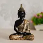 Polyresin Black and Golden Handcrafted Decorative Meditating Buddha Statue