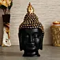 Handicrafted Polyresin Gold & Black Buddha Head Statue