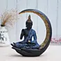 Multicolor Polyresin Blessing Lord Buddha Statue with Palm and Chand Decorative Showpiece