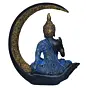 Multicolor Polyresin Blessing Lord Buddha Statue with Palm and Chand Decorative Showpiece