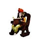 Orange Polyresin Lord Ganesha Idol reading Book on Wooden Chair