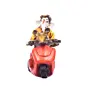 Polyresin Lord Ganesha Idol riding Scooter (Red and Yellow)