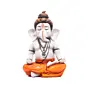 Orange Polyresin Meditating Lord Ganesha Statue