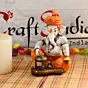 Orange Polyresin Lord Ganesha Idol Worshipping Lord Shiv Pooja