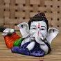 Handcrafted Polyresin Resting Lord Ganesha Idol