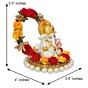 Polyresin Lord Ganesha Idol on Decorative Handcrafted Rose Flower Plate for Home and Car Dashboard