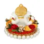 Polyresin Lord Ganesha Statue on Decorative Handcrafted Plate for Home, Office and Car Dashboard