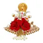 Polyresin Lord Ganesha Idol on Decorative Handcrafted Plate for Home and Car Dashboard