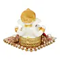 Polyresin Lord Ganesha Idol on Decorative Handcrafted Plate for Home and Car Dashboard