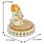 Gold and White Polyresin Lord Ganesha Idol on Decorative Handcrafted Plate for Home and Car Dashboard