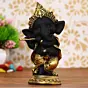 Golden And Black Lord Ganesha Idol Playing Flute Decorative Showpiece